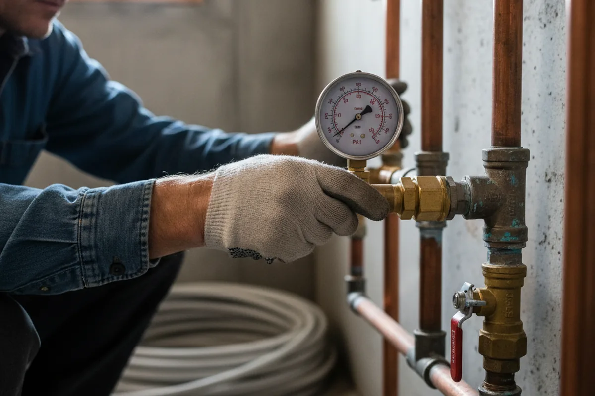 Pressure testing a repaired line during Water Line Repair in Cannon Falls